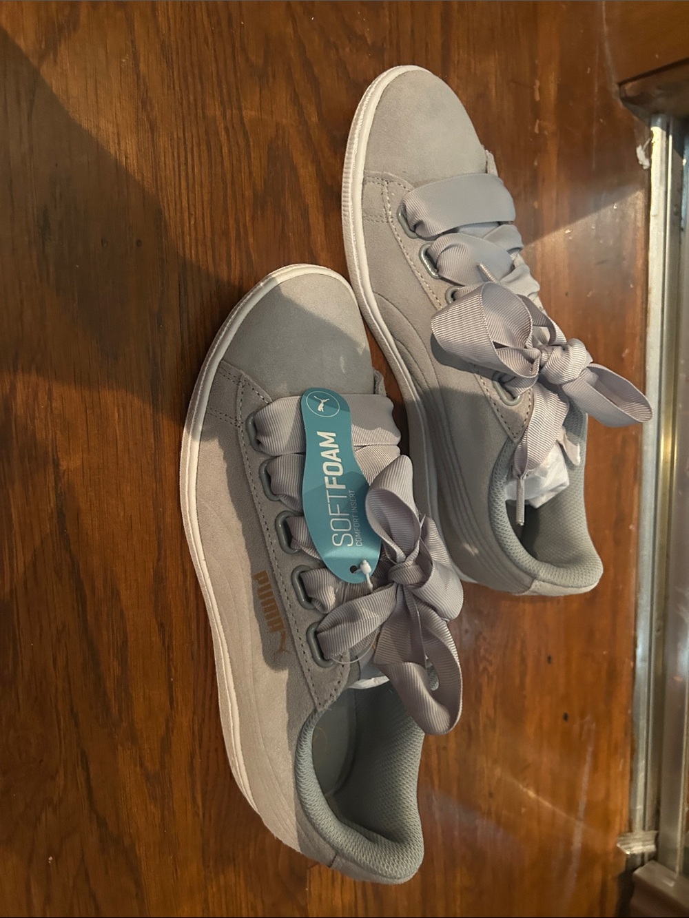 Puma Kids Gray Suede Ribbon Lace Sneakers